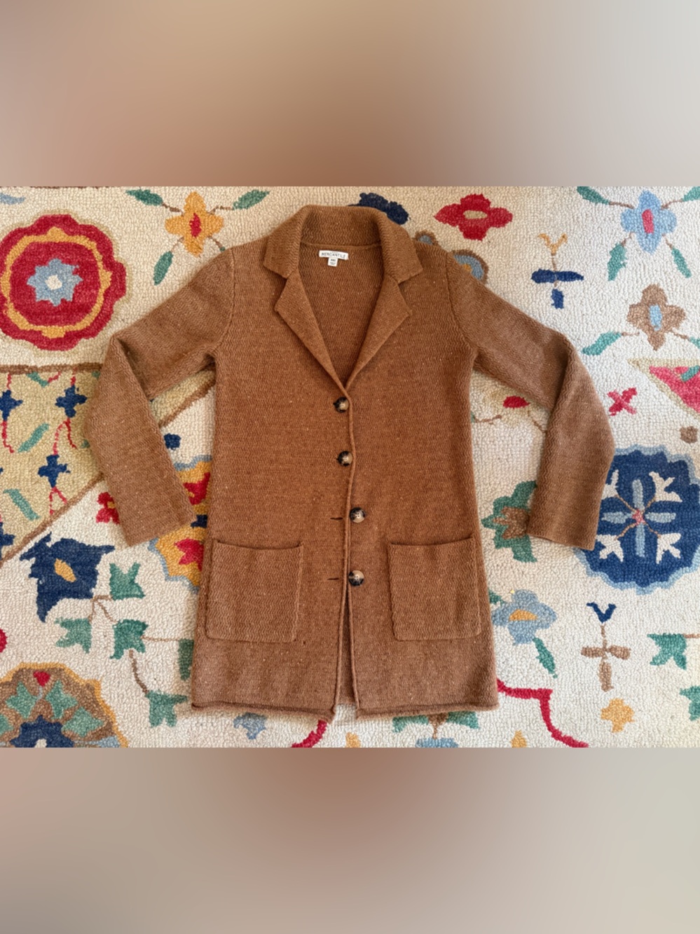 J. Crew Speckled Brown Wool Collared Button-Up Coatigan